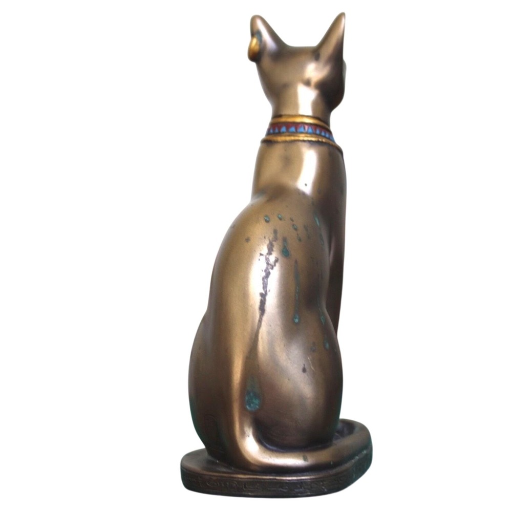 Veronese Egyptian Bastet Cat Goddess Statue Bronze Finish Scarab Amulet 5.5 Inch - Picture 3 of 11